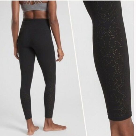 🚨4/$25 ATHLETA Black Revelation Laser Cut Powervita 7/8 Legging Size XXS - Picture 1 of 7